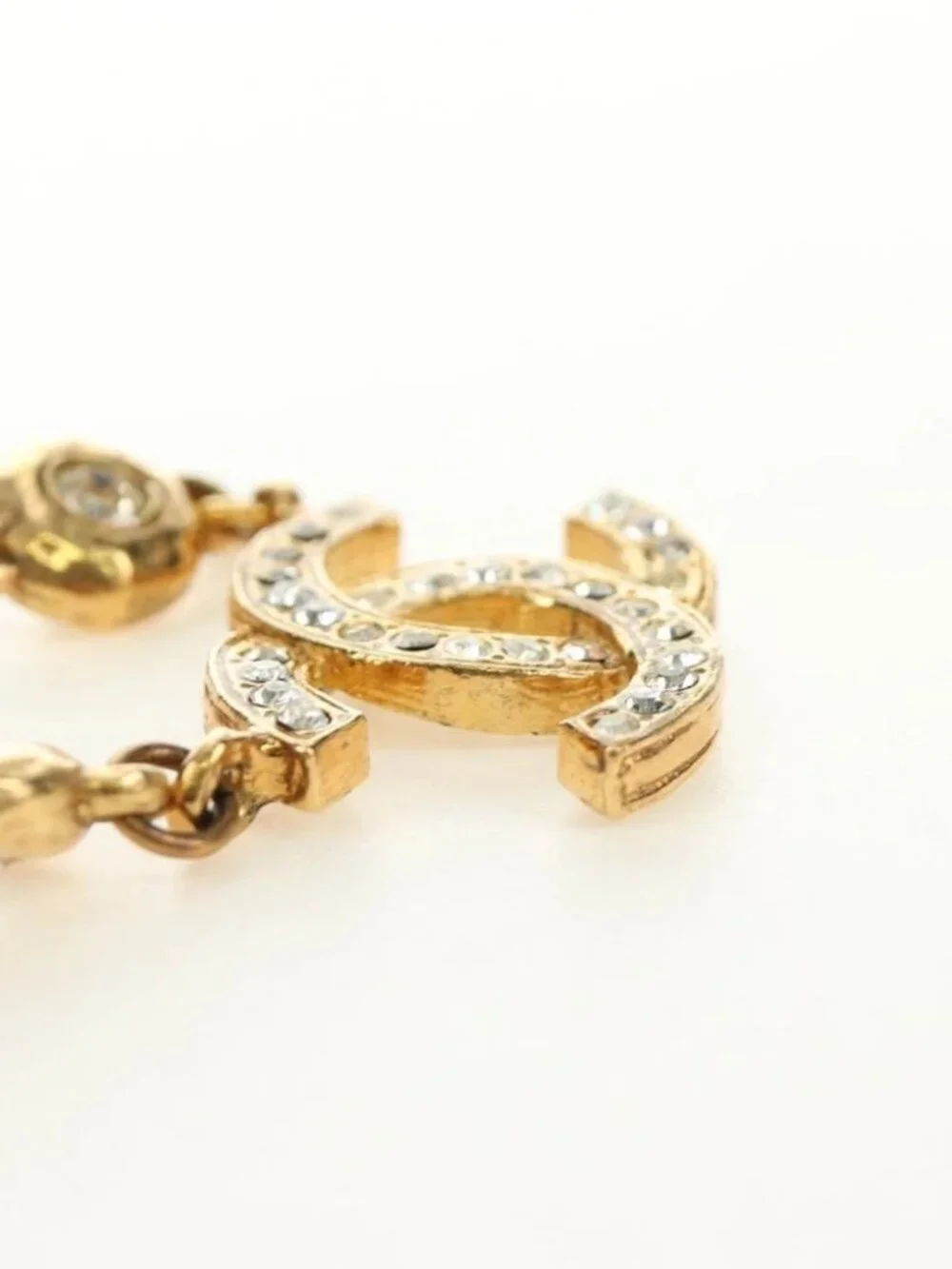 CHANEL COCO Mark Necklace metal Gold Tone CC Auth 186060M